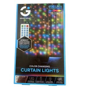Smart Gear Color Changing Curtain Lights‎ 200 LED Remote Fairy Xmas Decor